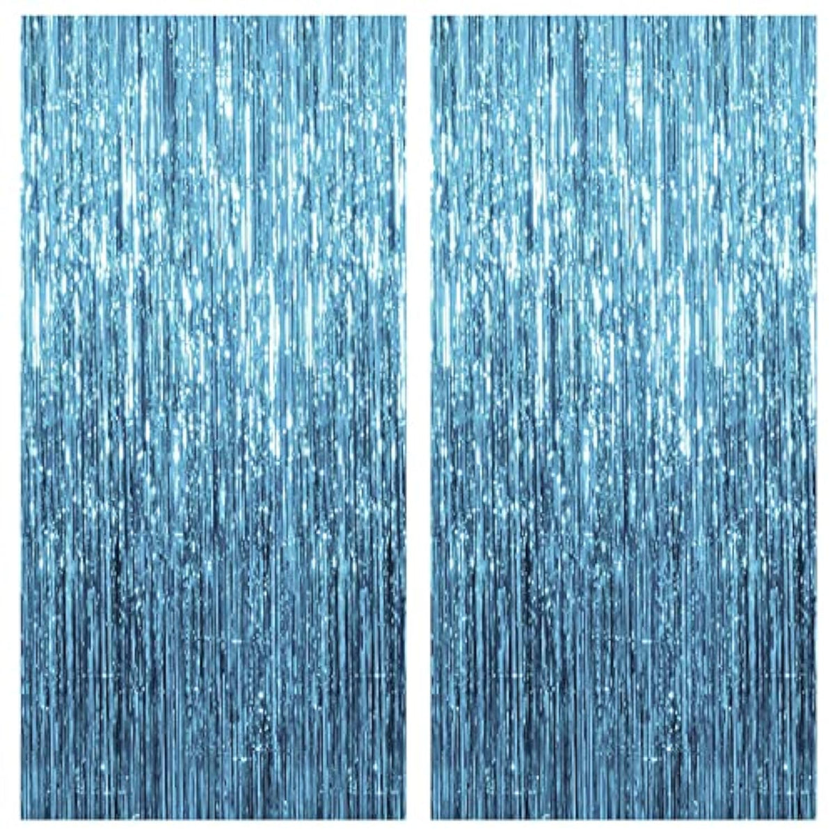 2 Pack Blue Fringe Streamers Foil Backdrops for Ocean Theme Party Decor