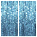 2 Pack Blue Fringe Streamers Foil Backdrops for Ocean Theme Party Decor