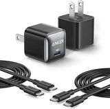 2 Pack 20W USB C Fast Wall Charger with USB C Cables for iPhone Samsung Pixel iPad