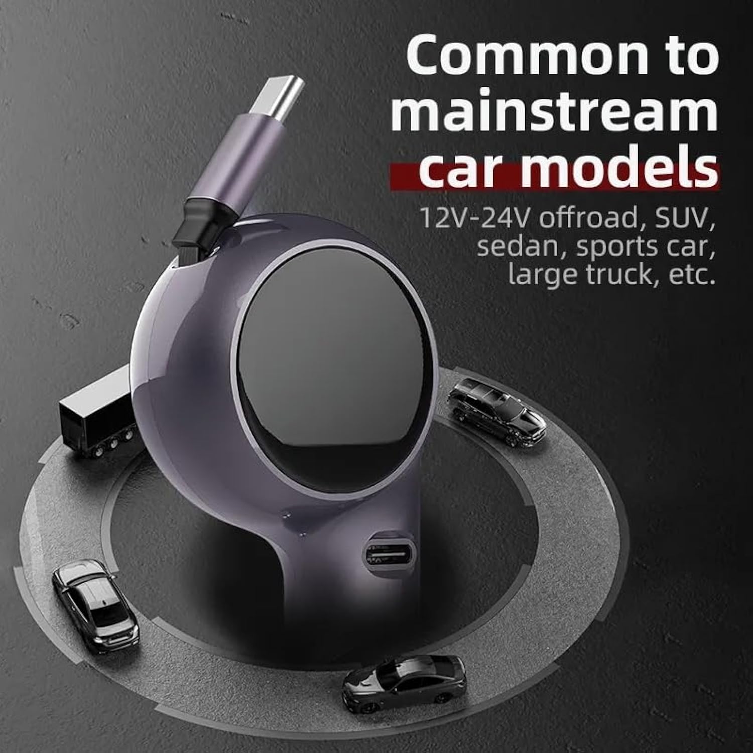 60W Retractable Usb-C Car Charger – Dual Port Fast Charging Adapter – Compact, Travel-Ready – Works With Iphone 15, Samsung, Ipad, Macbook, Trucks & Cars