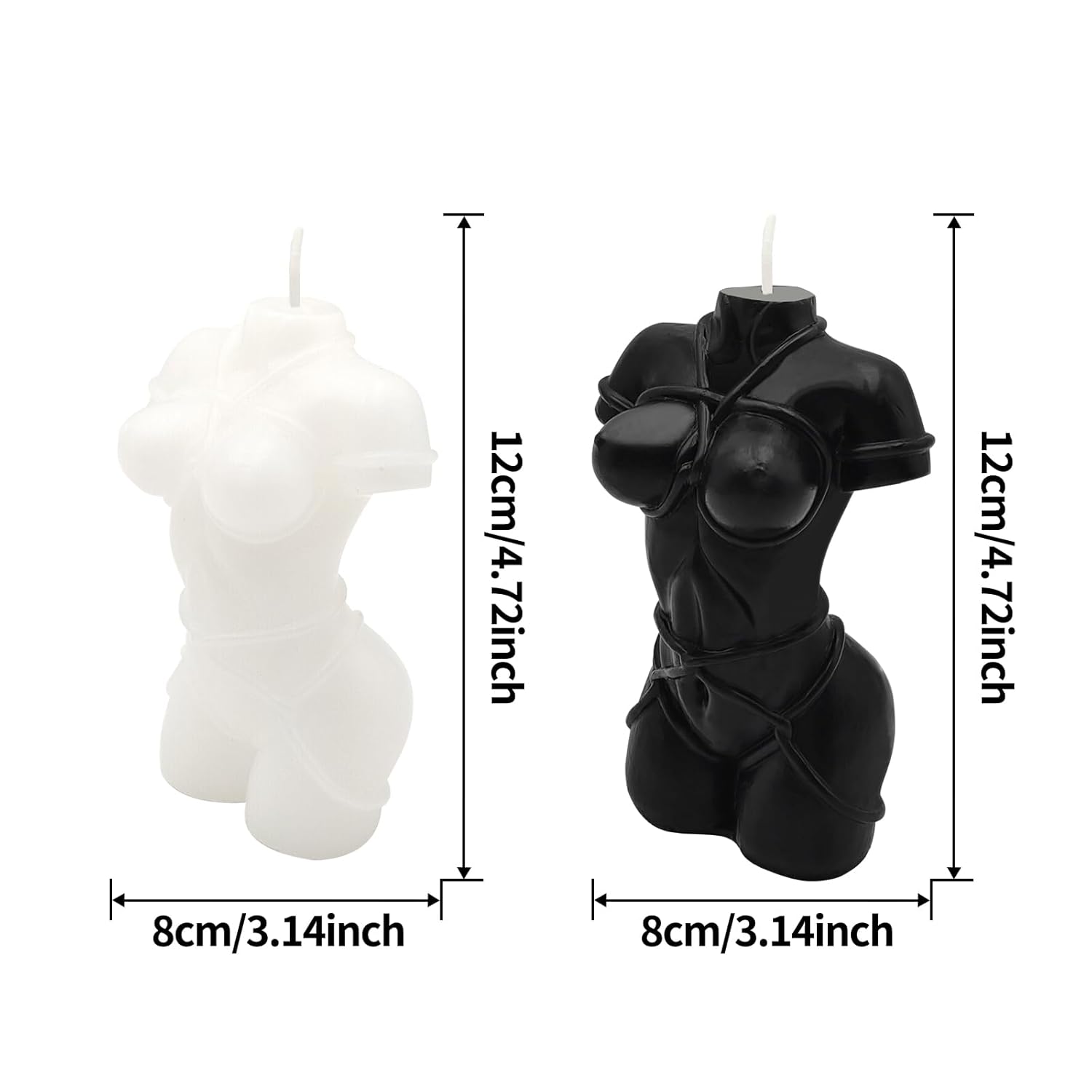 2 Pcs Body Shaped Candle, Female Body Candle Woman S&M Torso Sexy Candles For Living Room Bedroom Bathroom Home Table Aesthetic Decoration Christmas, Soy Wax Scented Candle Scented