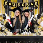 Gold Foil Curtain, 2 Pack 3.2 Ft X 8.2 Ft Tinsel Foil Fringe Curtains Backdrop, Sparkle Metallic Foil Fringe Curtains For Class Of 2025 Retirement Fathers Day Decorations Photo Booth Props