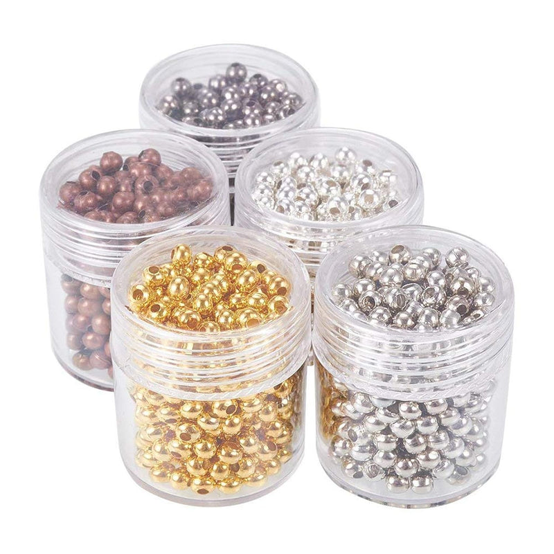 3Mm Spacer Beads, 1350Pcs 5 Color Metal Iron Round Ball Smooth Tiny Spacers Lo