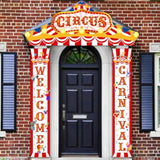 3 Pcs Carnival Circus Porch Banner Decorations Circus Party Awning Hanging Banner Carnival Welcome Door Decorations Set For Birthday Baby Shower Party Supplies
