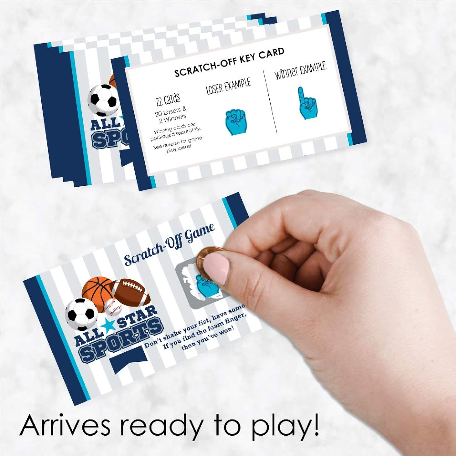 Big Dot of Happiness Go, Fight, Win - Sports - Baby Shower or Birthday Party Game Scratch Off Cards - 22 Count