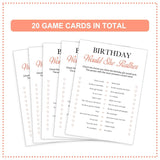 Birthday Party Decoration- Who Knows The Birthday Girl Best-Set Of 2 Birthday Supplies For 20 Guests,Birthday Cards Set -20 Cards,Sweet Party Supplies