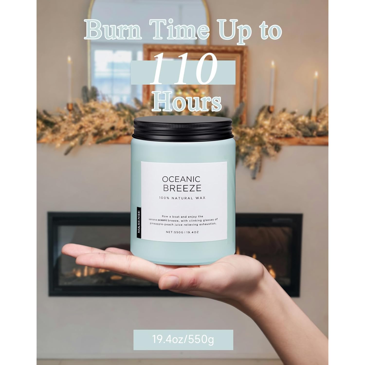 Candle Oceanic Breeze Scented, 19.4Oz 110 Hour Long Lasting 2 Wick Pineapple & Mango Scent Natural Soy Candles For Home Scented For Stress Relief & Women/Men