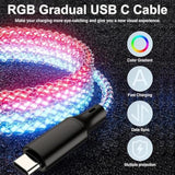 2 Packs Light Up Usb C To Type C Led Rgb Usb C Charging Cable,Fast Charging Cord For Iphone 15 Pro Max Plus, Ipad Mini Pro Air, Macbook And Galaxy Note Pixel Etc(66W 3.3Ft)