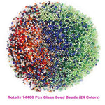 14400Pcs Glass Seed Beads Small Craft Beads For Diy Bracelet Necklaces Crafting Jewelry Making Supplies With Two 0.5Mm Clear Bracelet String (600Pcs Per Color, 24 Colors)