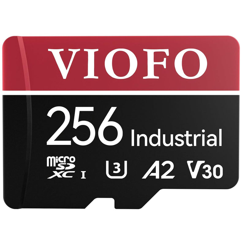 256GB Industrial microSD Card, U3 A2 V30, 4K, High Speed, Adapter Included