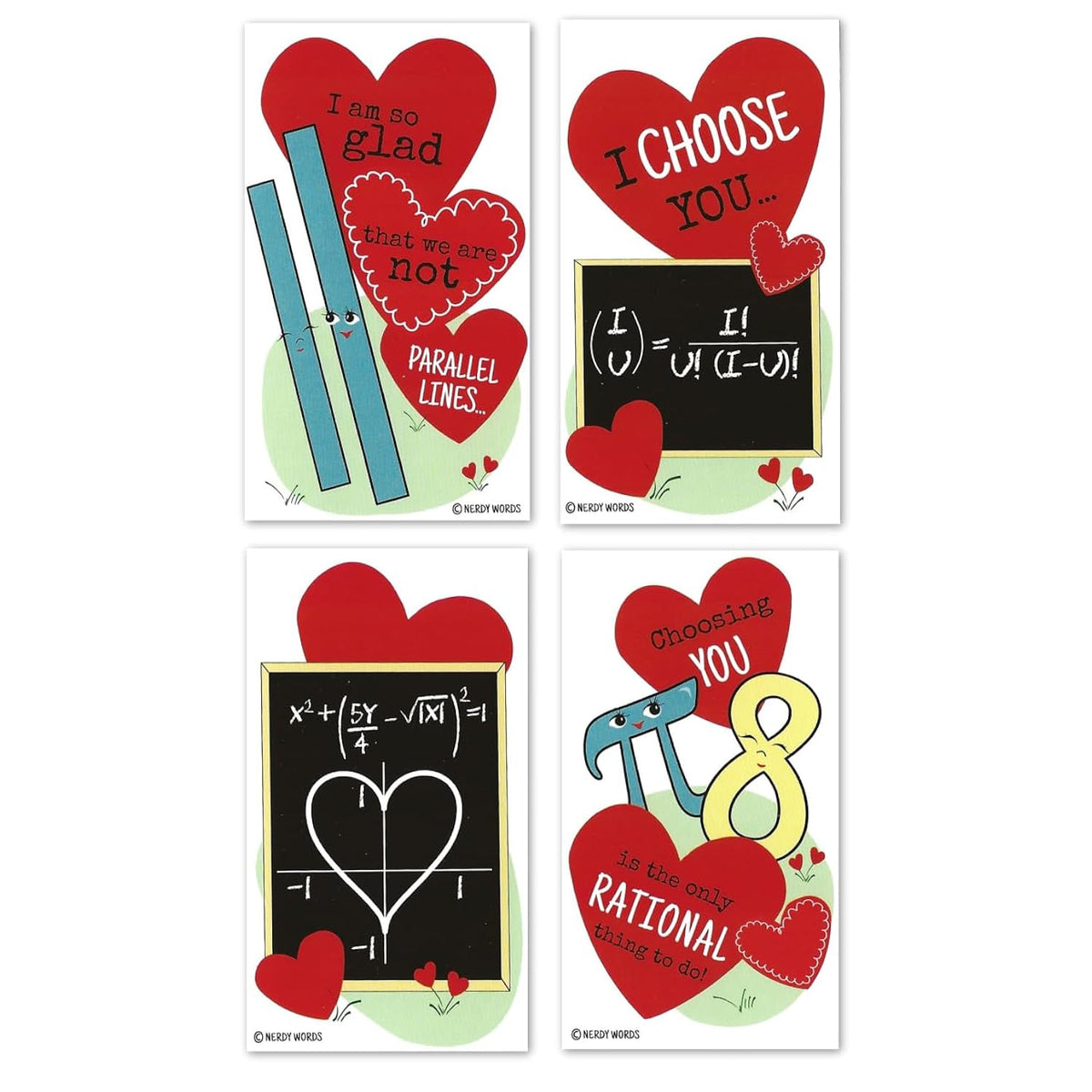 Mini Math-Themed Valentines (Set Of 24) For Valentine'S Day