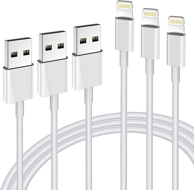 3 Pack MFi Certified Lightning Charger Cables 6FT Fast Charging for iPhone & iPad