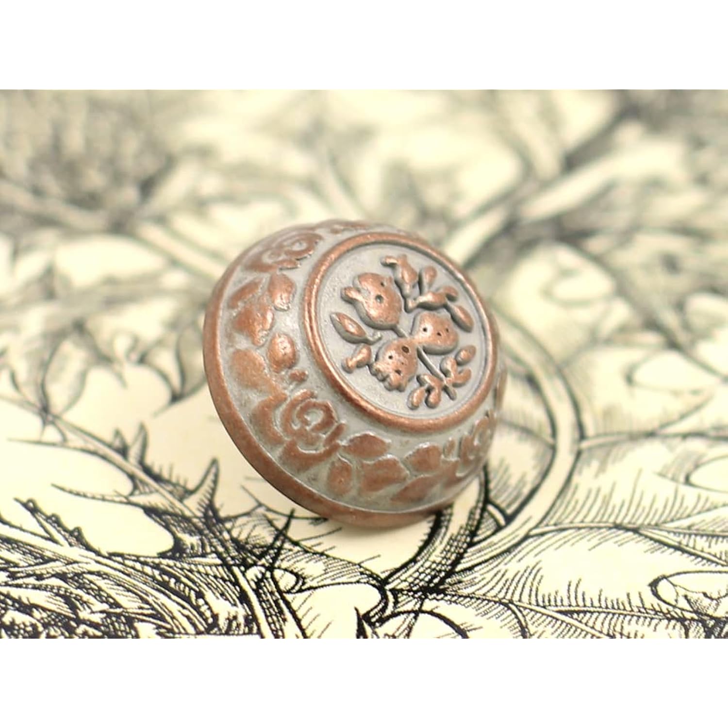 12 Pieces Truncated Cone Shaped Flower Carving Metal Shank Buttons. 15