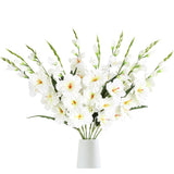 White Gladiolus Artificial Flowers 10 Pcs 30.3 In Gladiolus Flowers Silk Flowers Long Stem Flowers For Home Wedding Office Decoration(White)