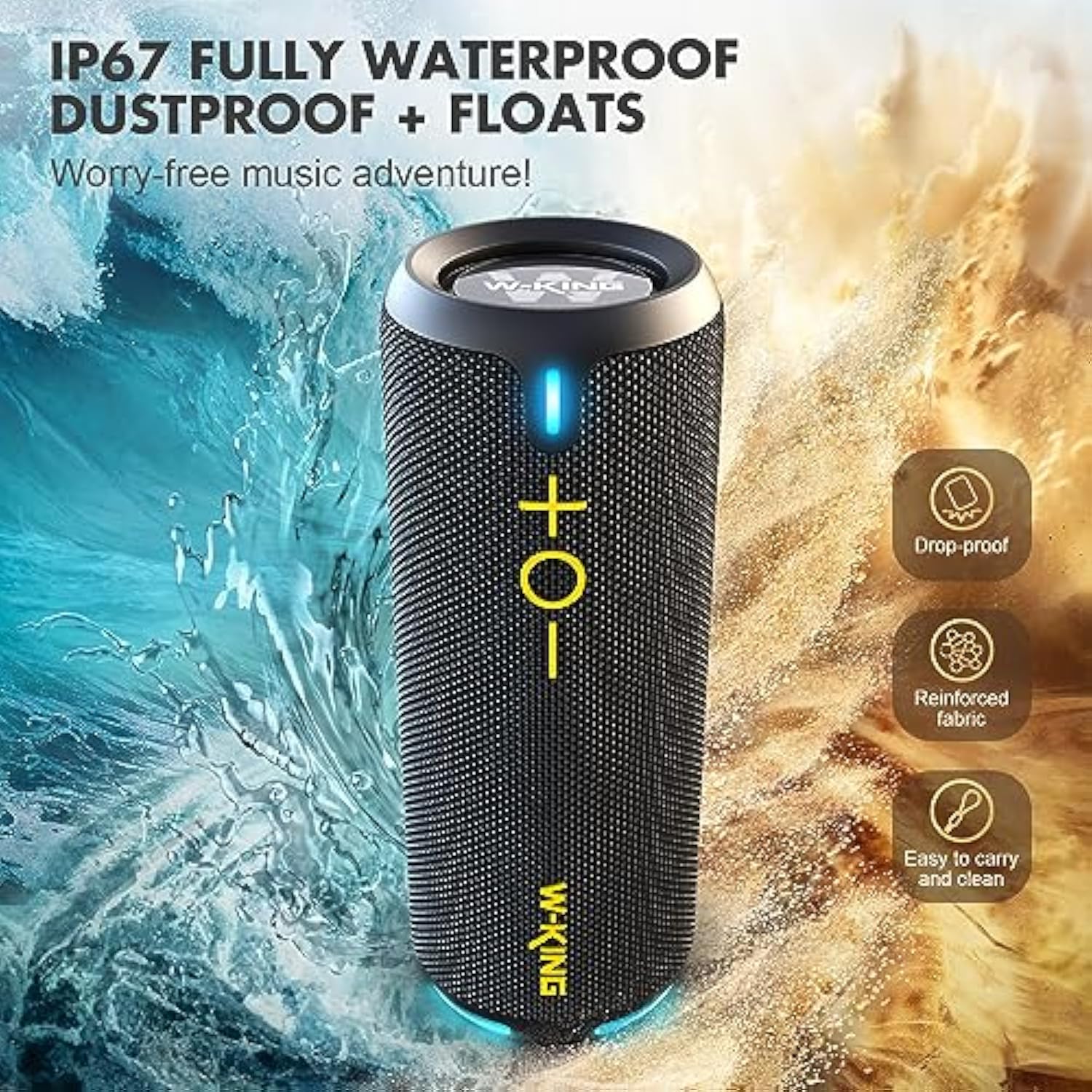 Bluetooth Speaker, Ipx7 Waterproof Portable Speaker Bluetooth Wireless Loud With Dual Voice Coil, Customized Eq App/Deep Bass, 40W 360° Sound Outdoor Shower Speaker, Party Lights/V5.3/Tf/Aux