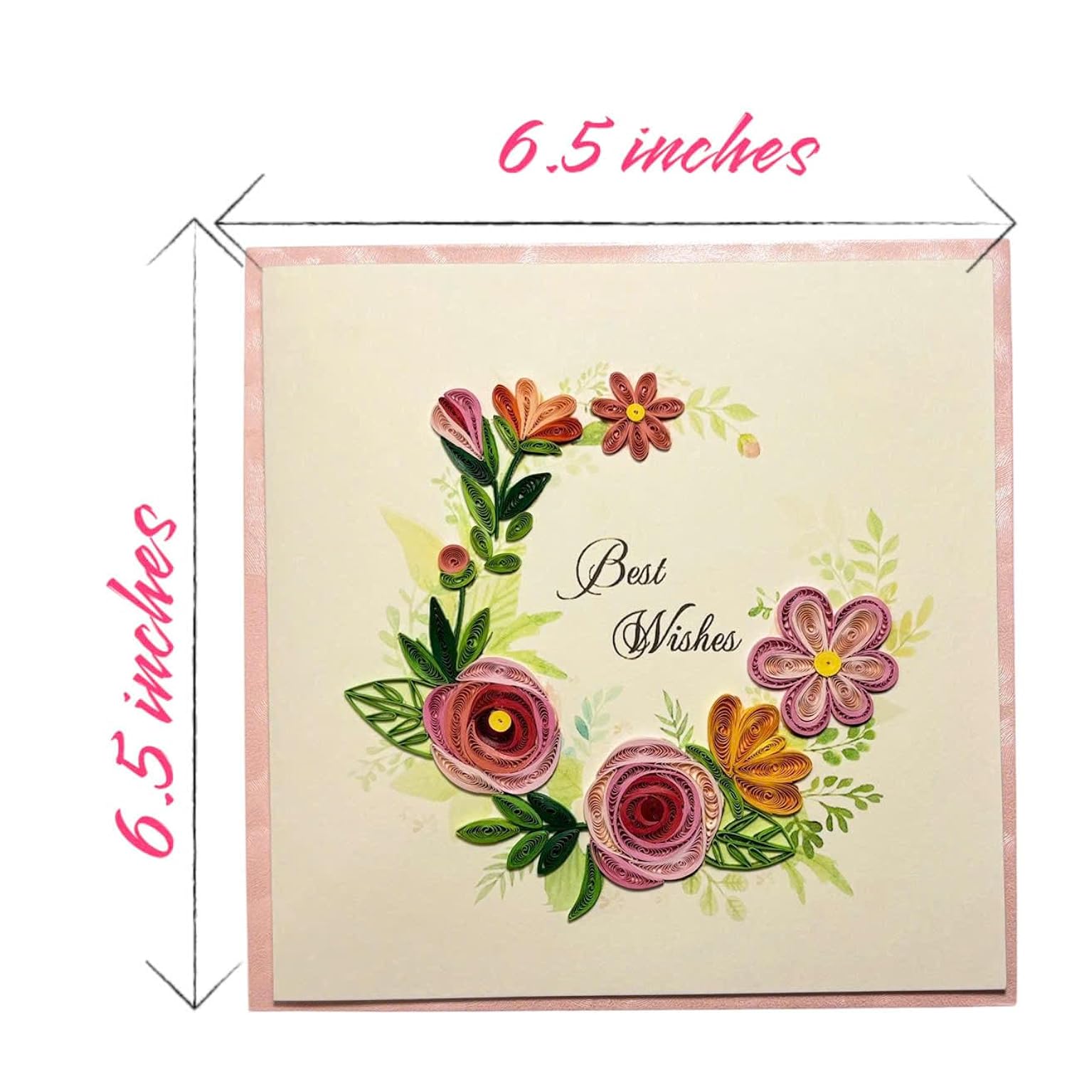 Handcraft 3D Quilling Greeting Happy Birthday Card Best Wishes For Him, Her, Friend, Mom, Daughter, Sister, Blank Inside, Includes Envelope, Ready To Gift, Premium Paper