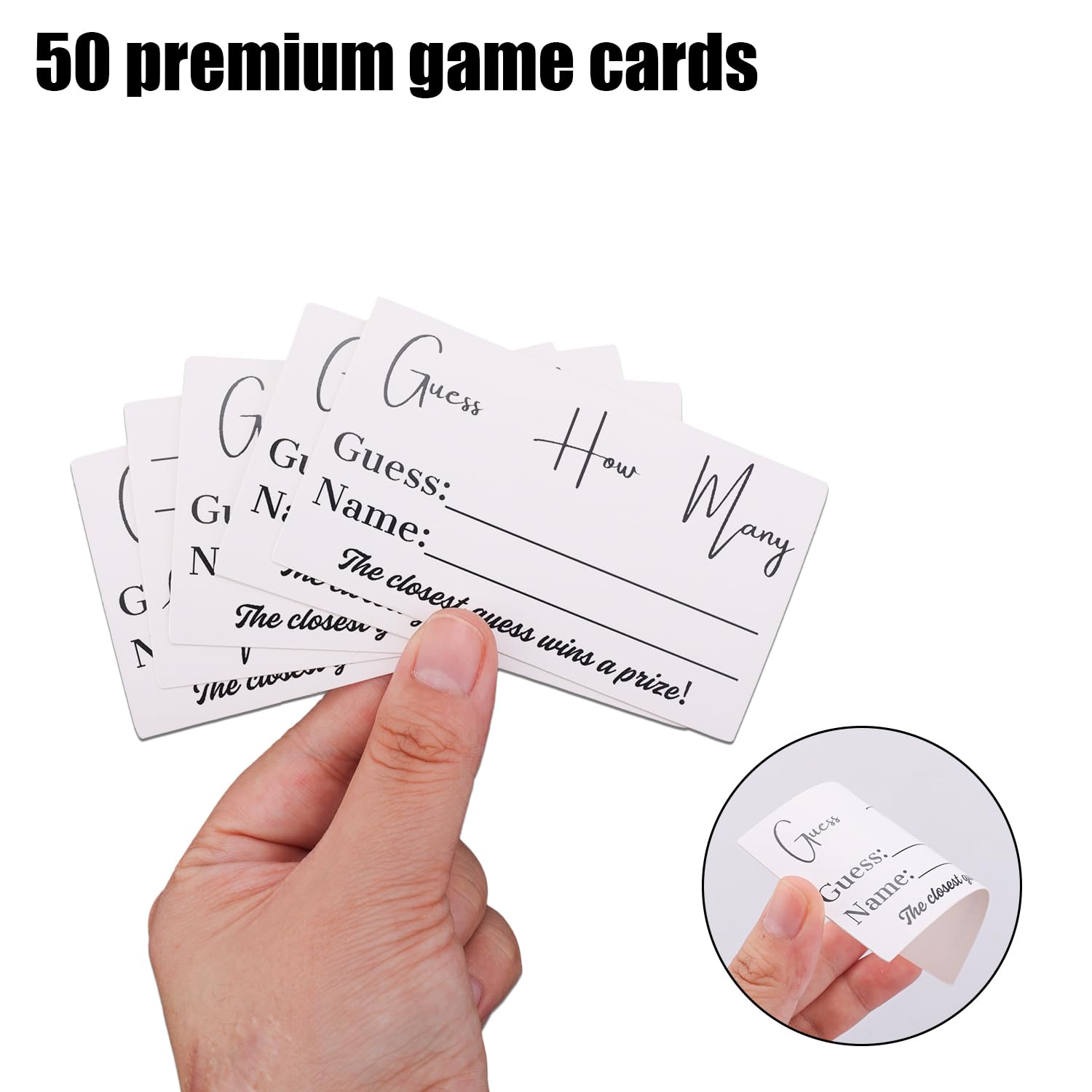 50Pcs Guess How Many Game Cards, Fun Baby Shower & Bridal Shower Activity Perfect For Candy Cookies Snack Guessing Games (2X3.5In)