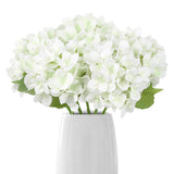 White Hydrangea Artificial Flowers 5Pcs Fake Silk Hydrangeas Faux Flowers With Stems For Vase Table Centerpiece Home Wedding Party Garden Decoration(White)