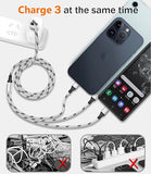 3 Pack 5FT 3 in 1 Multi Charging Cable Nylon Braided USB Charger Cord for USB C Micro USB Lightning