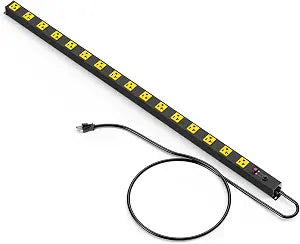 Long Metal 16 Outlet High Amp Power Strip with 4800J Surge Protection and 4FT Cord