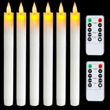 Real Wax Flameless Taper Candles, 9.6 Inches Led Candlesticks With 3D Wick, Flickering Flame Battery Operated Candles For Wedding Christmas Decor, 6Pcs