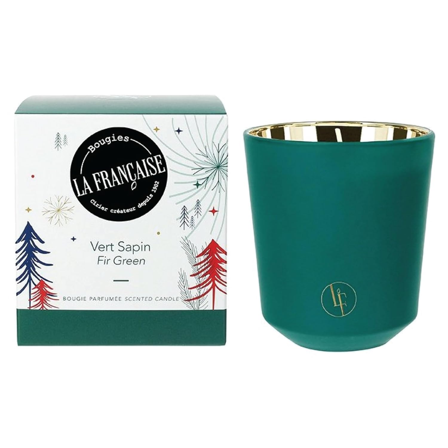 - French-Made Scented Candle Jar - Fir Green - Made In France, 200 Grams, +/- 40-Hour Burn Time - ?3.35 X 3.35 X 3.76 Inches