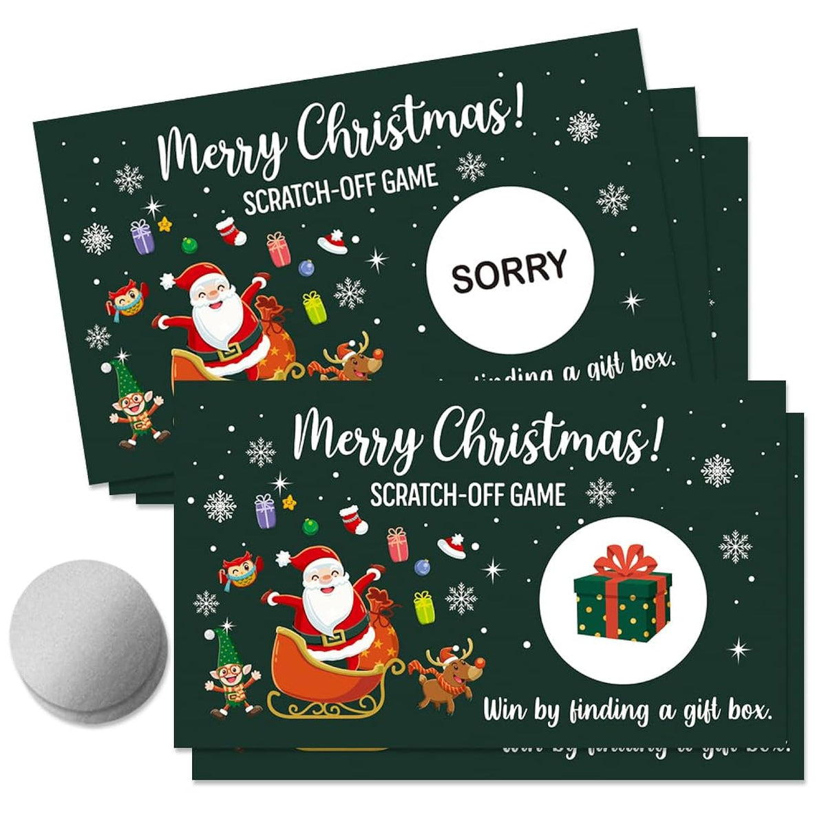 50 Pcs Merry Christmas Scratch Off Game Cards, Funny Christmas Themed Scratch Cards For Lottery Group Games Activity, Birthday Party Supplies, Raffle Tickets For Enterprises Activity