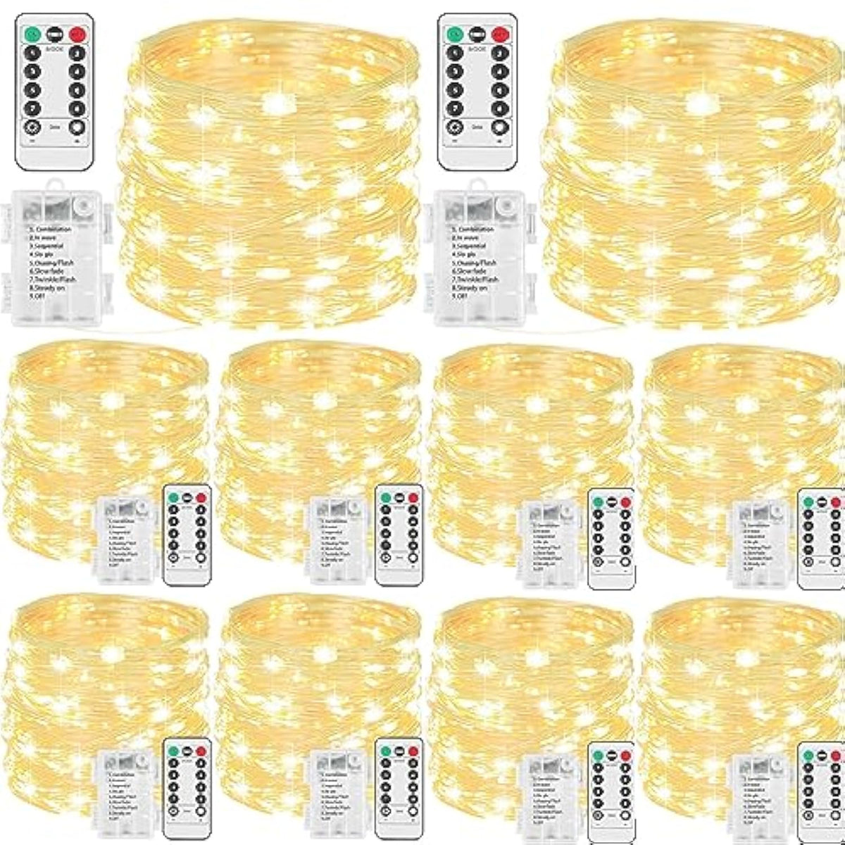 10 Pack 33Ft 100 Led Fairy Lights Battery Operated Fairy Lights With Remote And Timer Waterproof String Lights Outdoor I