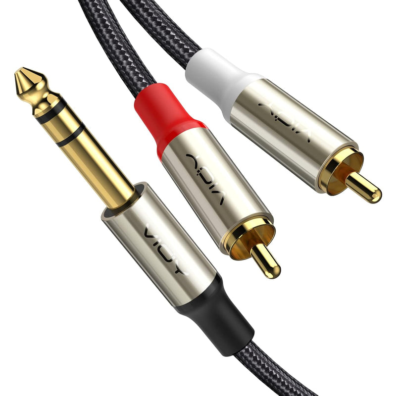 1/4 To Dual Rca Audio Cable, Gold Plated Copper Shell Heavy Duty 6.35Mm Quarte