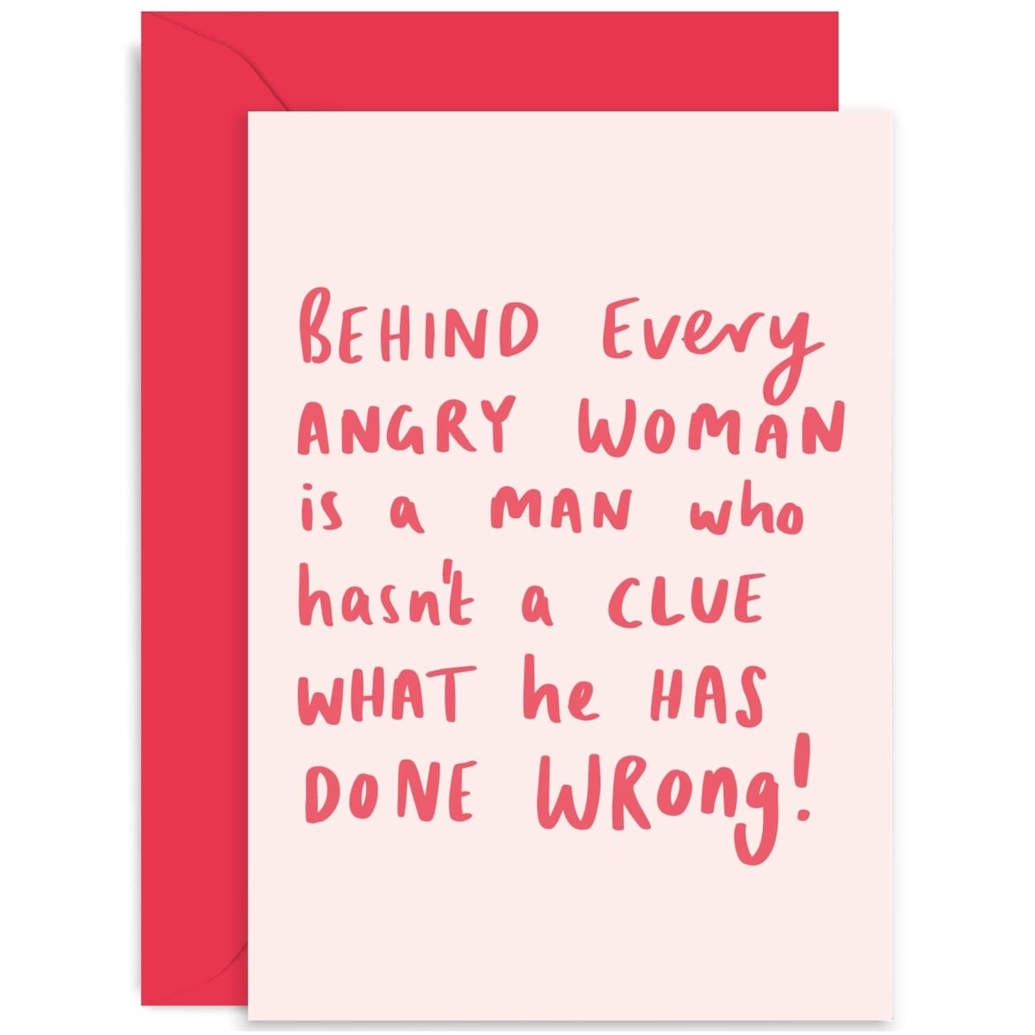 Old English Co. Funny Anniversary Card For Him Her - 'Behind Every Angry Woman' Cheeky Anniversary Gift For Husband Wife - Fun Valentine'S Day Card | Blank Inside With Envelope