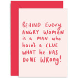 Old English Co. Funny Anniversary Card For Him Her - 'Behind Every Angry Woman' Cheeky Anniversary Gift For Husband Wife - Fun Valentine'S Day Card | Blank Inside With Envelope