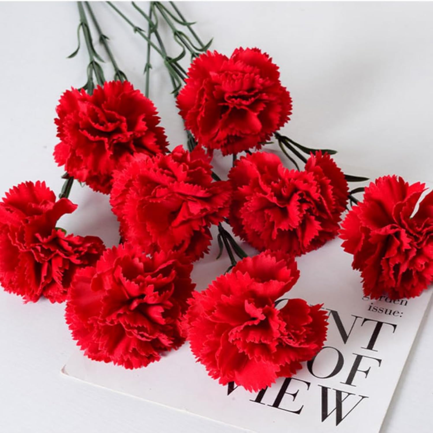 10Pcs Artificial Flowers Carnation Flower,Silk Carnations Flower Bouquets, For Wedding, Home Office Garden Decoration, Table Centerpieces, Floral Arrangements (Red)