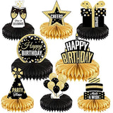 8Pcs Black Gold Birthday Honeycomb Centerpieces Table Toppers Party Decor