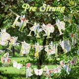 Wildflower Butterfly Happy Birthday Banner Garden Party Decoration Floral Birthday Decorations For Women Girl Spring Summer Birthday Baby Shower Supplies | Pre-Strung