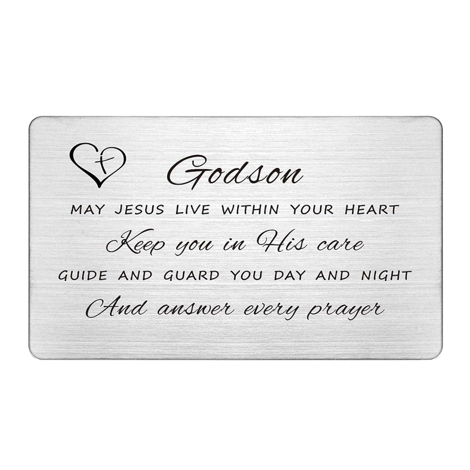To My Godson Gifts From Godmother Godfather, Permanent Engraving Baptism Card For Godson, Confirmation Gifts For Teenage Boy, Birthday Christening