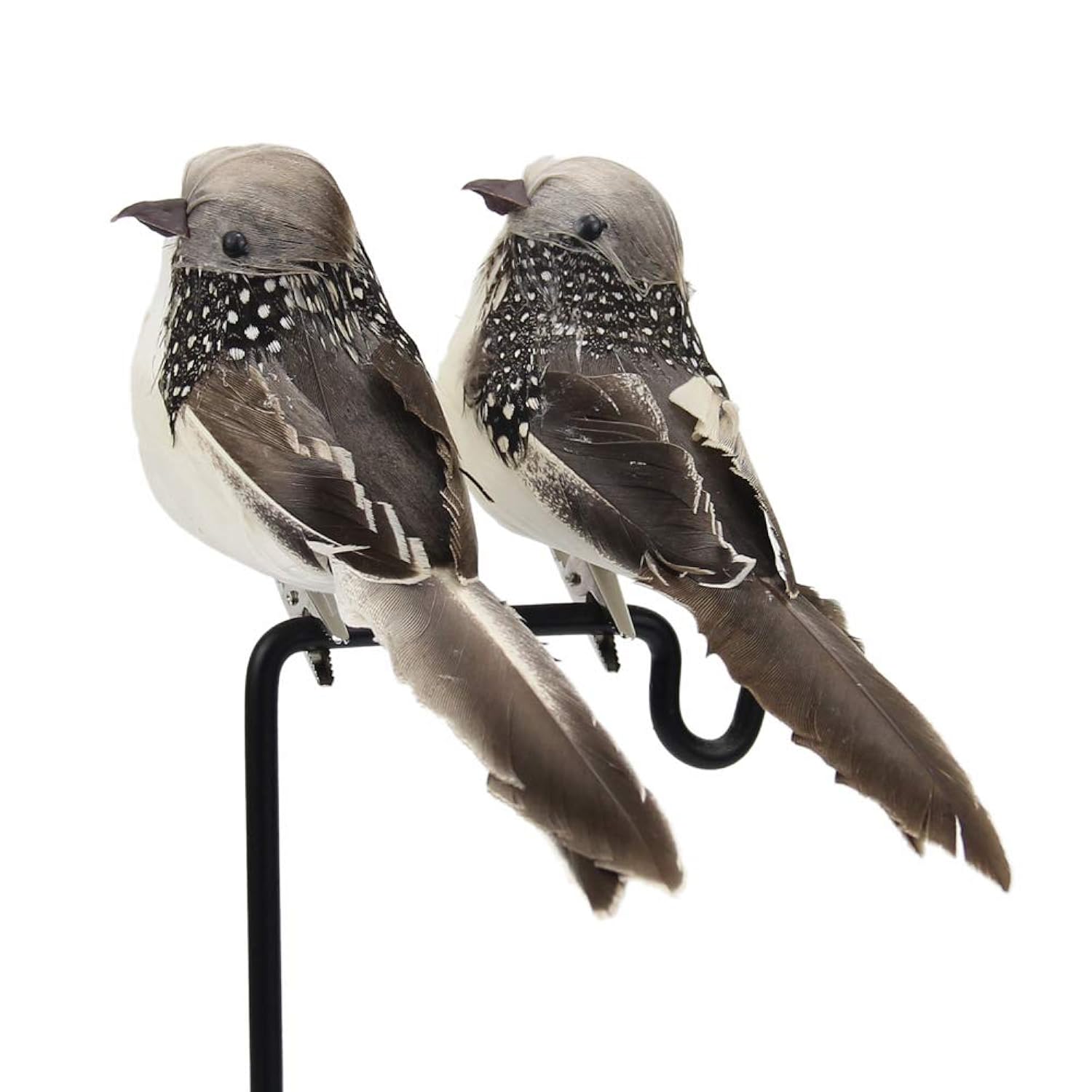 2Pcs Gray Artificial Feathered Birds 6Inch Clip On Sparrow Bird Ornaments For Christmas Tree Decoration Wreath Craft Garden Home Decor Party Accessories