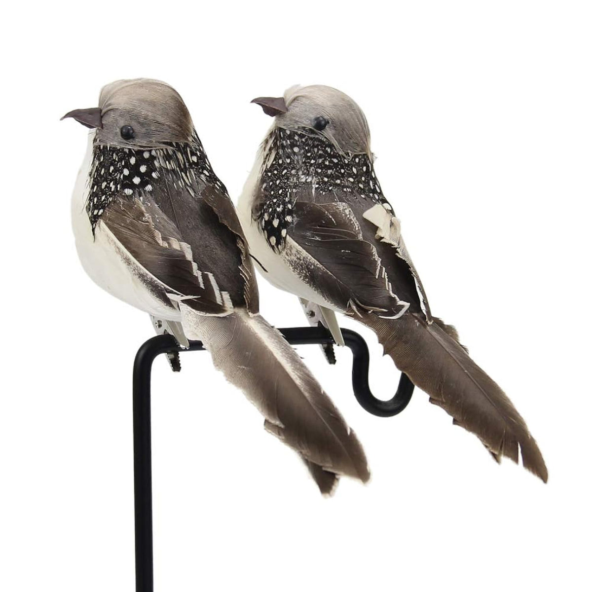 2Pcs Gray Artificial Feathered Birds 6Inch Clip On Sparrow Bird Ornaments For Christmas Tree Decoration Wreath Craft Garden Home Decor Party Accessories