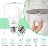24 Pack A19 LED Light Bulbs 8W 60W Equivalent 5000K Daylight 800 Lumens E26 Non-Dimmable ETL UL Listed