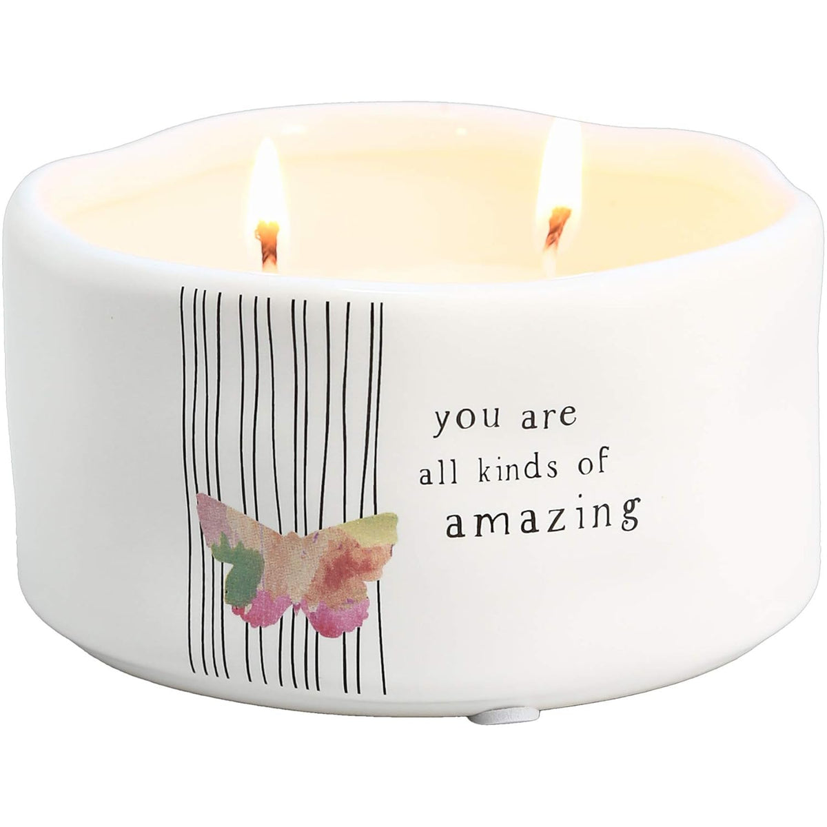 You are All Kinds of Amazing - Double Wick Butterfly Candle in Ceramic with 100% Soy Wax & Cotton Wicks - Tranquility Scent