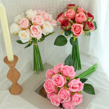 12 Pieces Artificial Rose Flowers,Artificial Silk Flowers Rose,Silk Flowers With Stems,Faux Flower Stems For Wedding,Party,Floral Arrangements Home Centerpiece Table Decoration (Deep Pink)