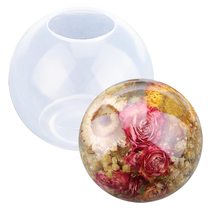 4Inch Large Sphere Resin Mold Silicone,One-Piece Design 3D Round Ball Silicone Molds For Resin Art,Epoxy Resin,Candle Wax, Soap, Bath Bomb, Cement, Plaster