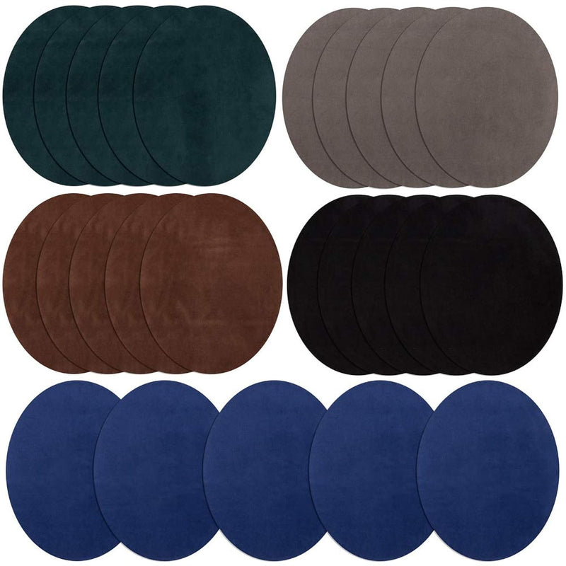 Iron On Patches 25 Pieces, Repair Patches 5 Colors Oval Suede Cowhide Elbow Pa