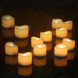 12 Pcs Flameless Led Tea Lights Candles Battery Operated Fake Flickering Electric Small Votive Candles Tealights For Wedding Party Decorations Home Décor, Cream White Shell, Amber Yellow Glow