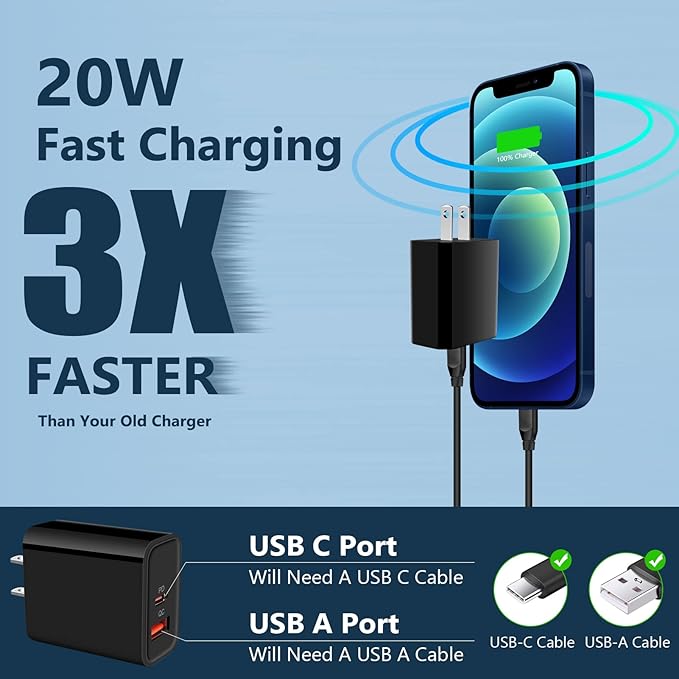 20W USB C Fast Charger with USB C Cable for Moto G Power G Stylus Edge One 5G Fast Wall Charger