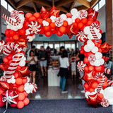 175Pcs Christmas Balloon Arch Kit - Includes Red, White, Candy Cane & Confetti Balloons, Tools Kit For Christmas Party Decorations