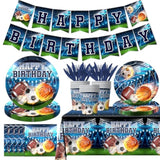 142Pcs Sports Party Supplies Set with Plates, Napkins, Tablecloth & Banner and All-Star Theme