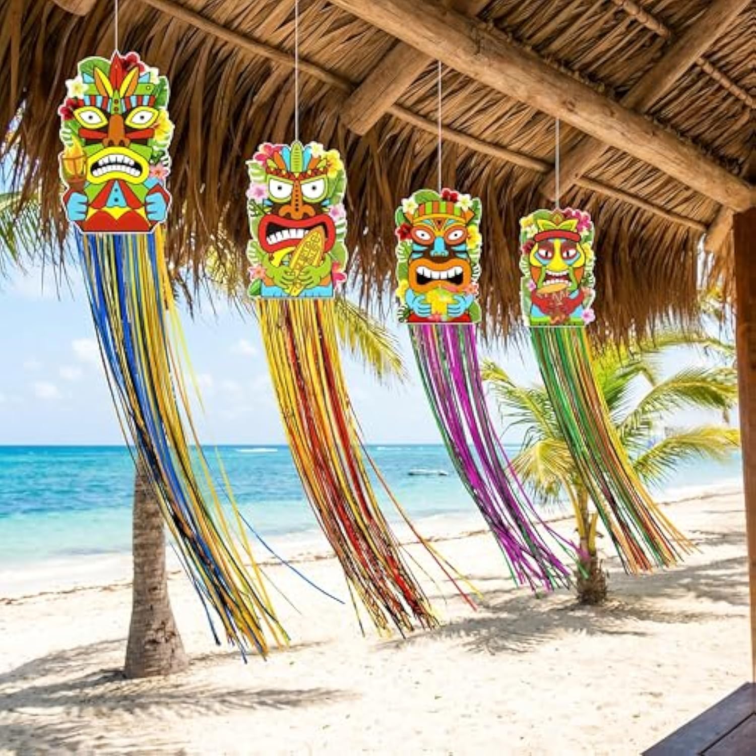 10Pcs Hawaiian Luau Party Decoration - Tropical Tiki Hanging Decor With Aloha Banner For Hawaii Summer Outdoor Door Sign Birthday Supplies - Style 2