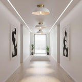 3 Pack Modern Semi Flush Mount Ceiling Lights White and Gold E26 Ceiling Fixtures