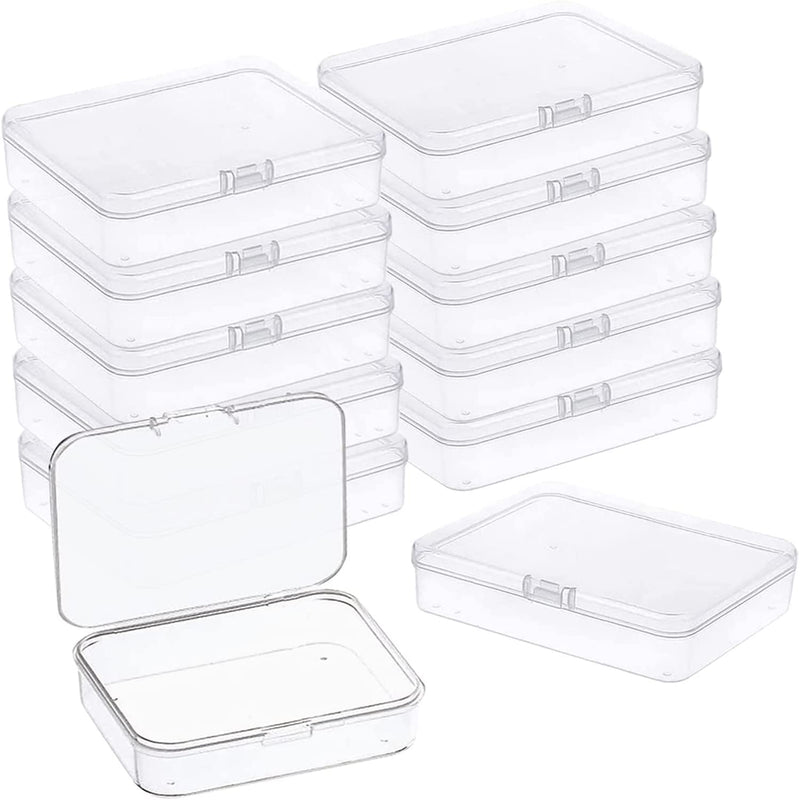 12 Pcs Mini Plastic Storage Containers Box With Lid, 4.5X3.4 Inches Cl