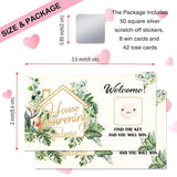 50 Psc Housewarming Scratch Off Cards, Watercolors Plants Scratch Cards For Rustic New Home New House Party Supplies, Housewarming Party Lottery Group Activity